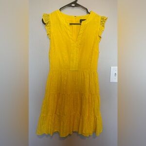 Laundry By Shelli Segal Sunny Yellow Embroidered Lined Dress Size 4